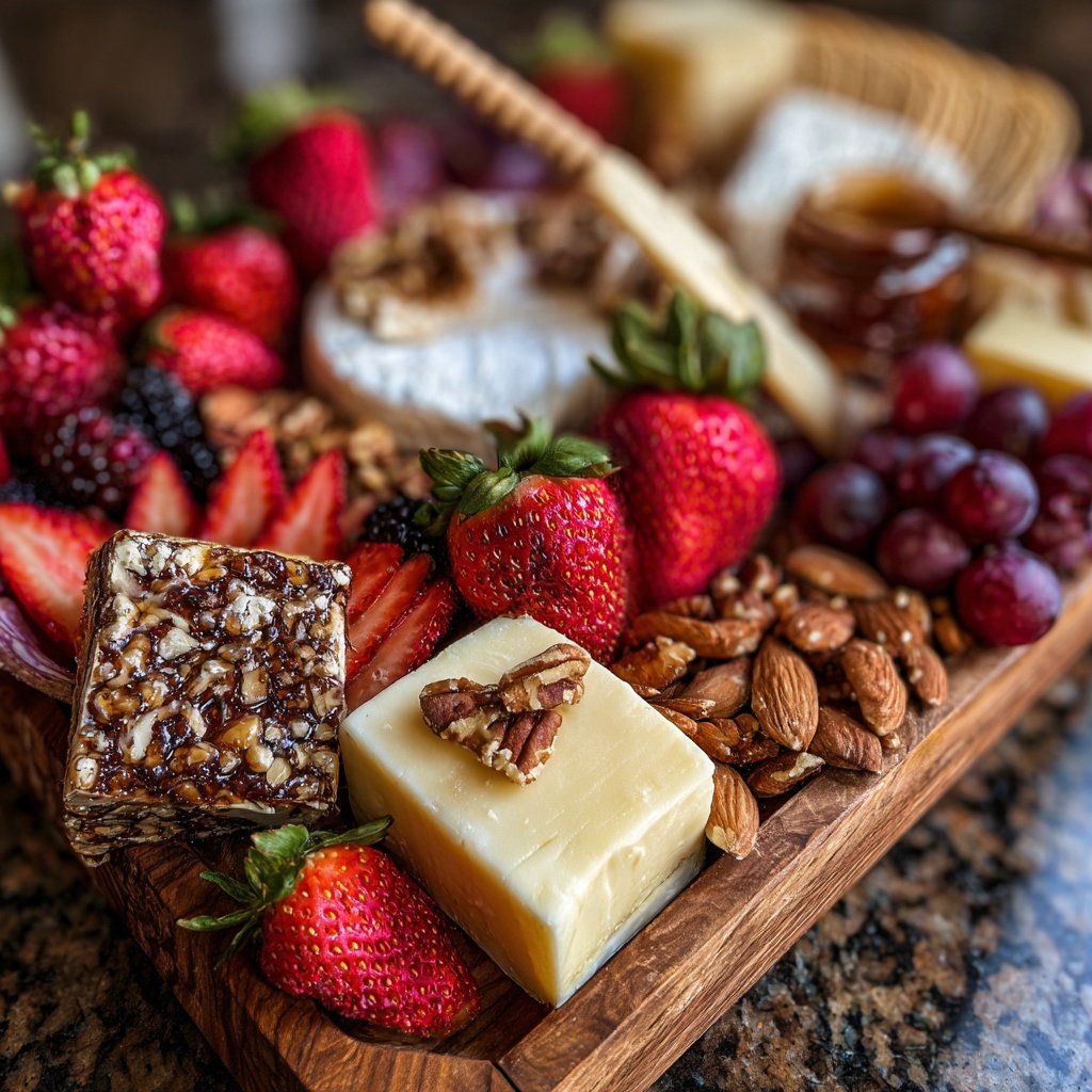 Valentines Charcuterie Board with Cheese and Fruit