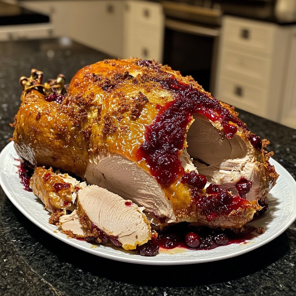 Roasted Turkey with Cranberry Glaze