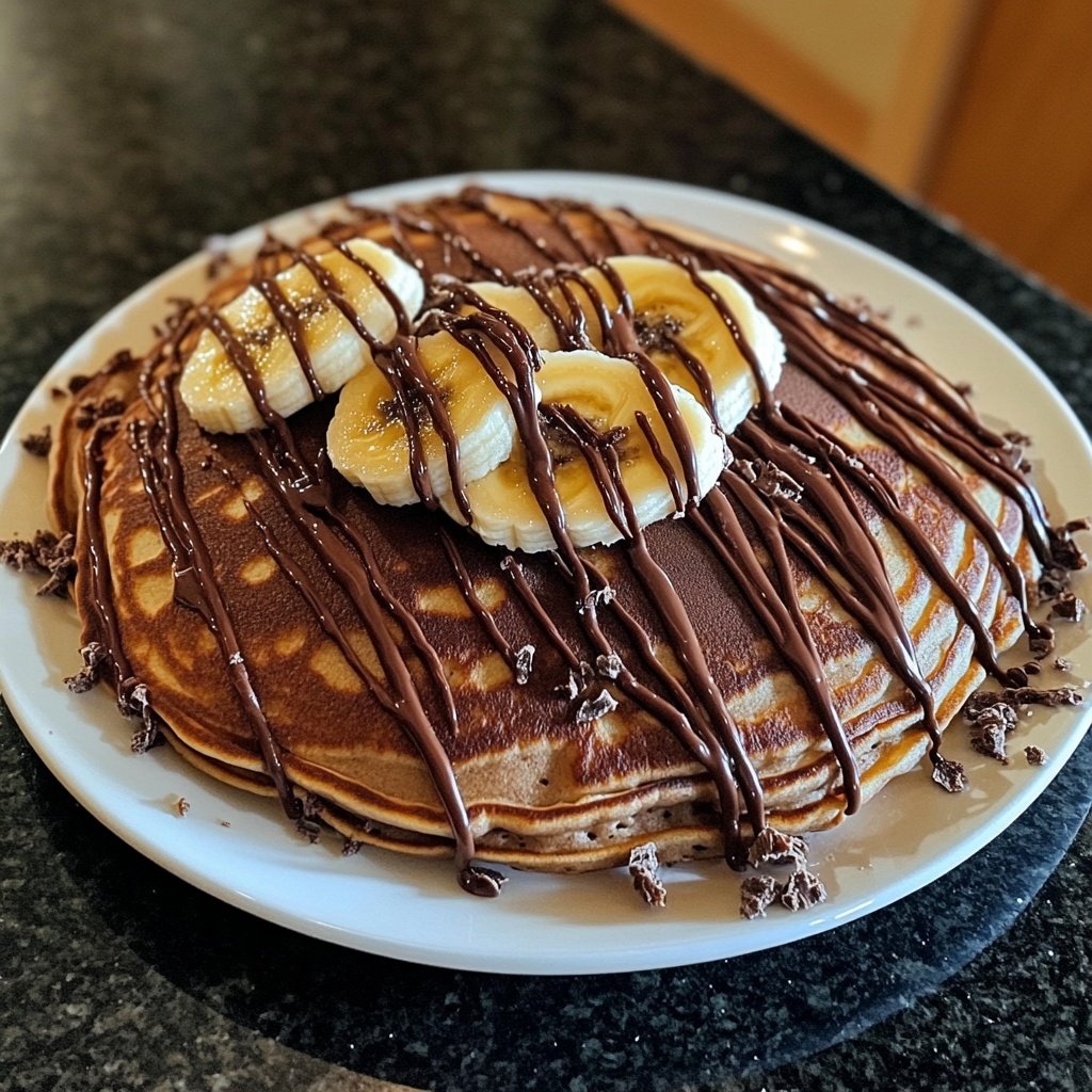 Valentine Breakfast Chocolate Banana Pancakes