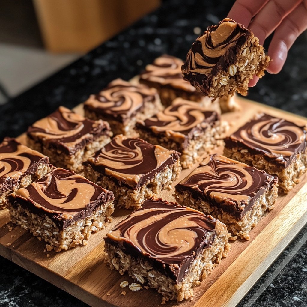 Chocolate Peanut Butter Oat Bars