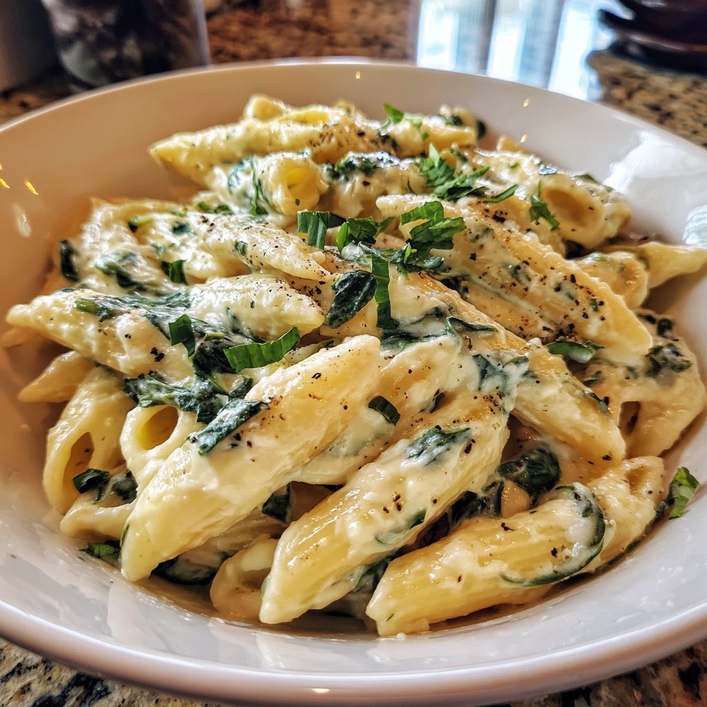 Creamy Spinach Garlic Pasta