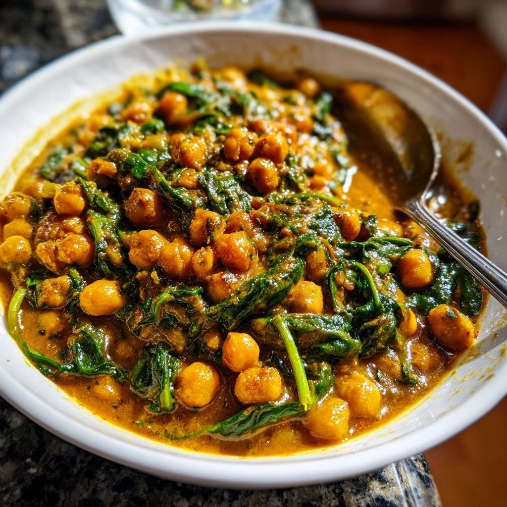Healthy Dinner Chickpea Spinach Curry