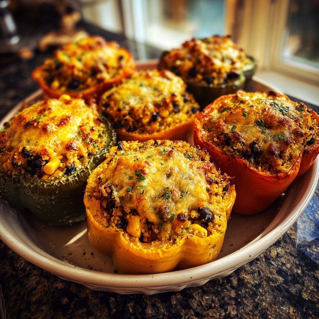 Baked Veggie Rice Stuffed Peppers