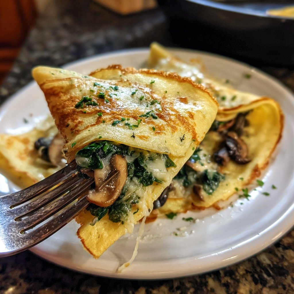 Valentine Dinner Spinach Mushroom Crepes